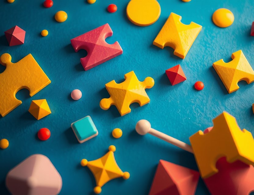 Abstrakte Puzzle-Welt mit geometrischen Formen, innovatives Projekt von PlayZusu